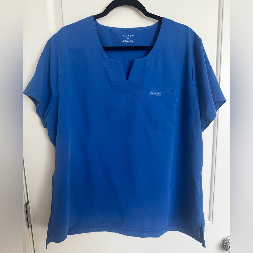 Jaanuu Women's V Neck Royal Blue Scrub Top